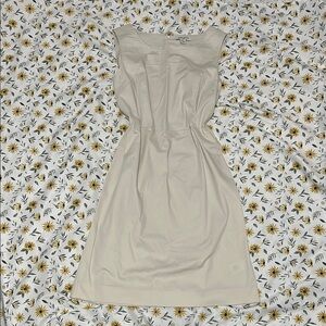 Banana Republic Cream Ruched Sheath Midi Dress